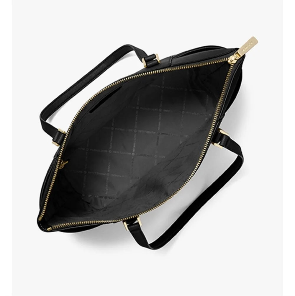 Michael Kors Black Tote Charlotte Large Saffiano Leather Top-Zip Tote Bag, BLACK - Picture 9 of 9